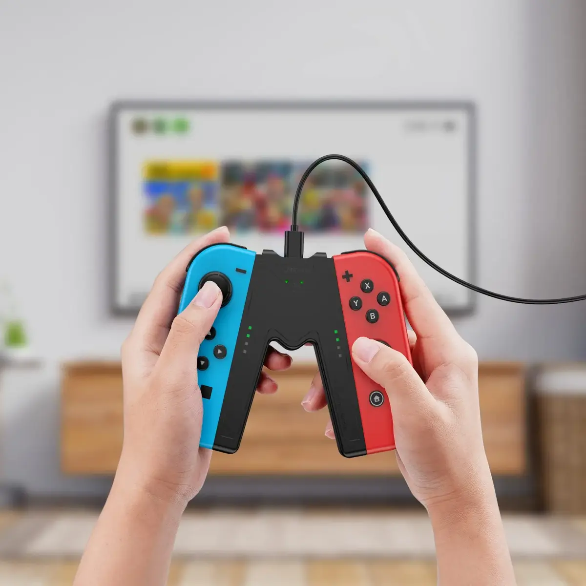 JINGDU White Joy-Con Charging Grip for Nintendo Switch & OLED | Play While Charging - view 7