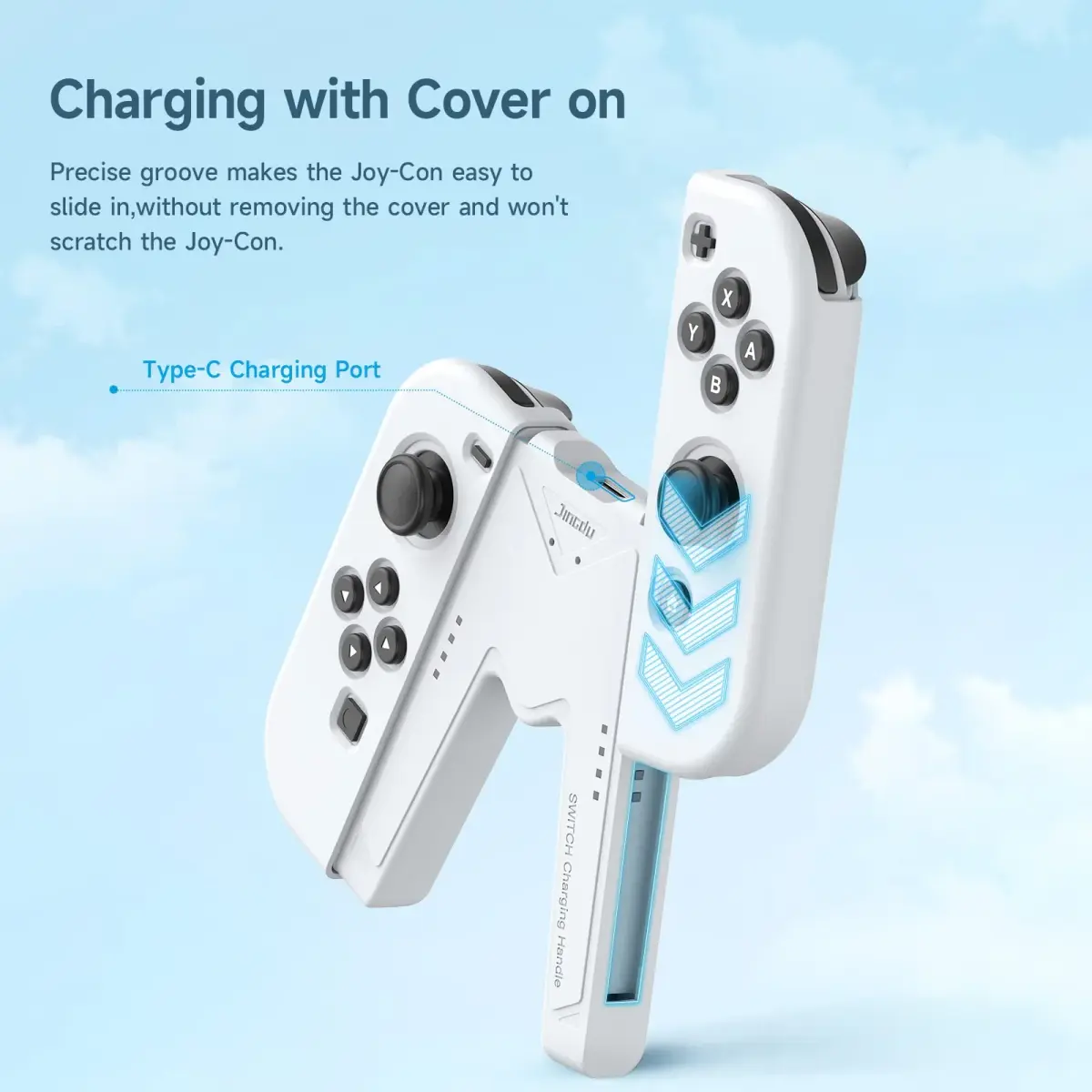 JINGDU White Joy-Con Charging Grip for Nintendo Switch & OLED | Play While Charging - view 4