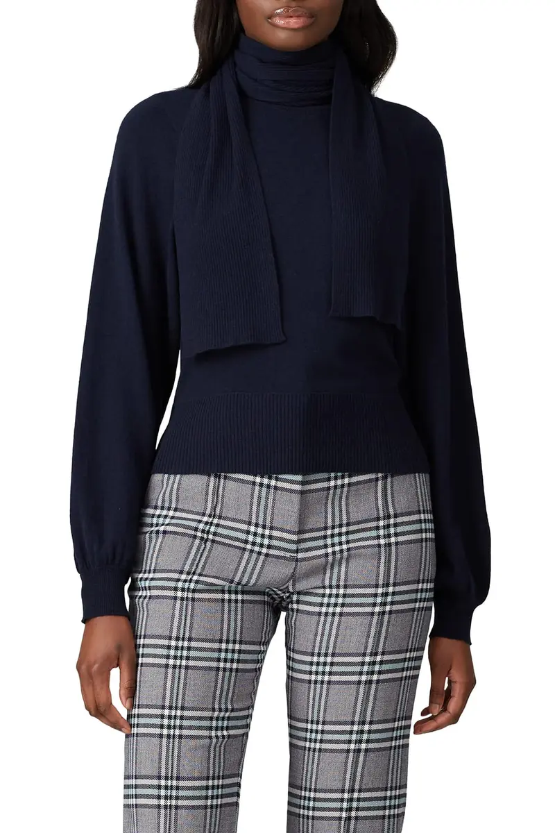 SEE BY Chloé Blue Knit Bow Sweater | Fitted, Polyester Blend, 25" Length - view 2