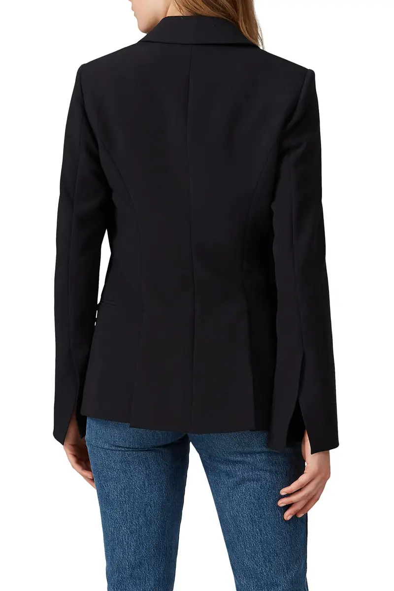 Prabal Gurung Collective Rent the Runway Pre-Loved Black Tie Blazer, 2 | Feminine fall blazer with side tie, polyester blend, slim fit - view 2