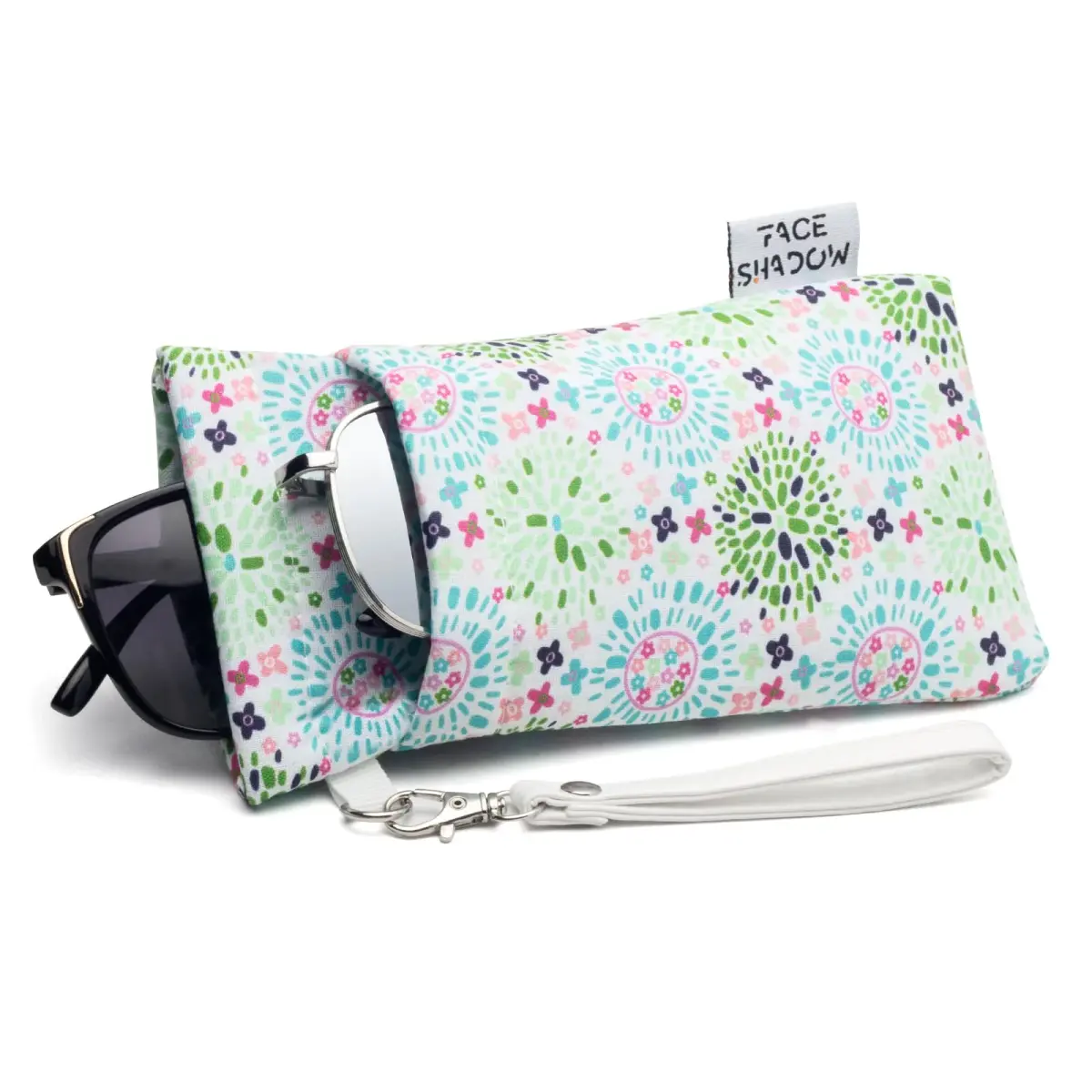 Face Shadow Soft Eyeglass Case with Squeeze Top & Wrist Strap | Fits Two Pairs, Microfiber Lined - main product image