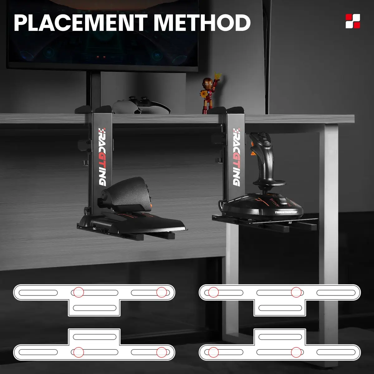 RACGTING 2-Pack Foldable HOTAS Desk Mount for Joystick and Throttle | Adjustable Clamp Bracket for PC Flight Simulators - view 6