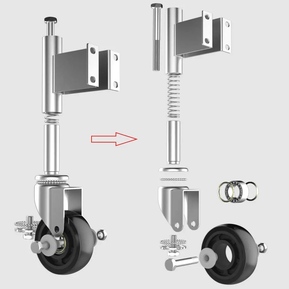 Homhoo Spring Loaded Gate Wheel 10.2cm (4 Inch) 2 Pack | Heavy Duty Steel Swivel Caster for Outdoor Wooden Gates, 330 LBS Load Capacity - view 8
