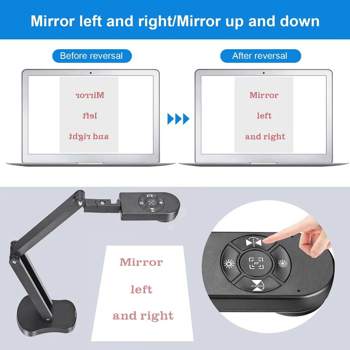 kitchbai 8MP Document Camera Visualiser 2448P | 4K USB Webcam with Dual Mics & 3-Level LED Light - view 4