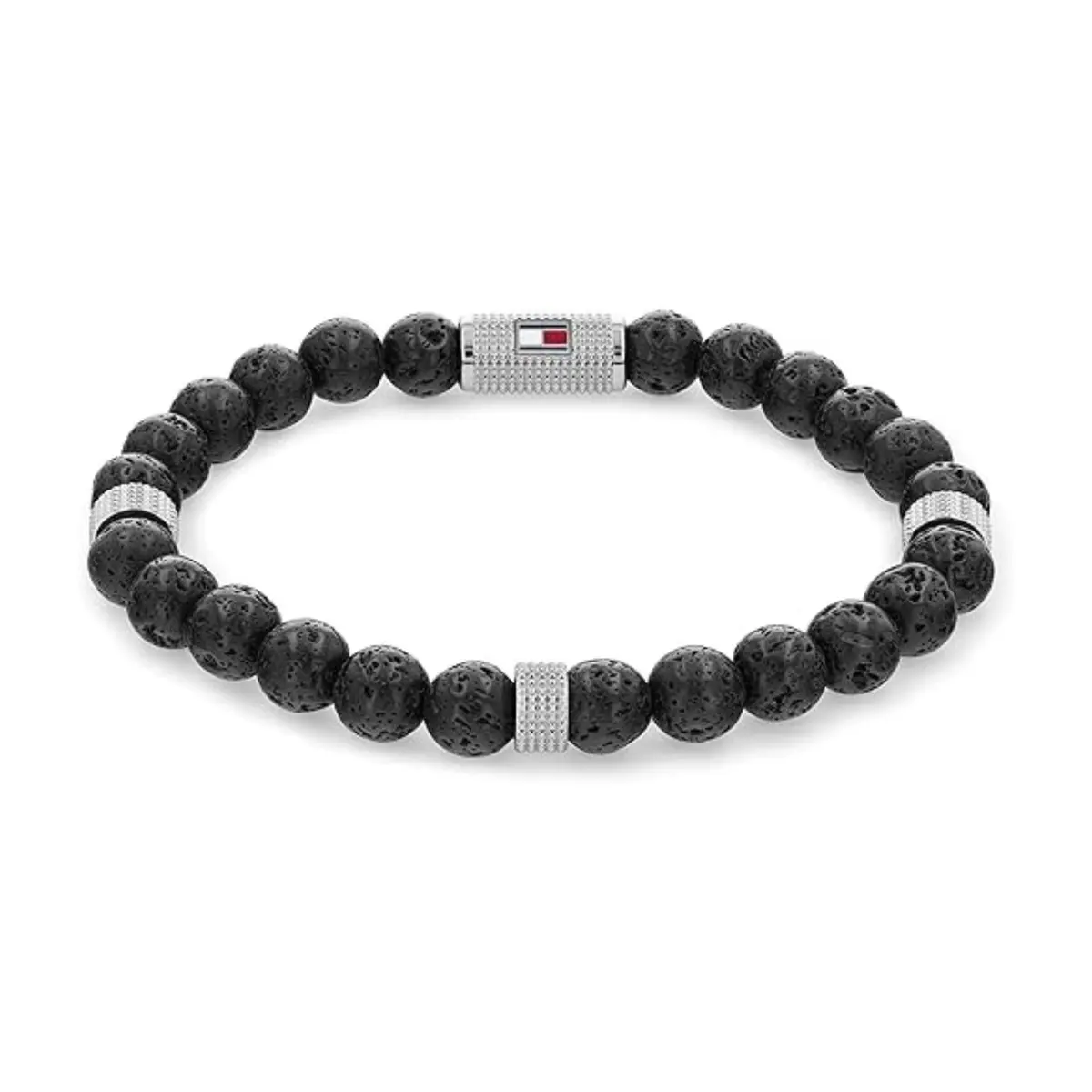 Tommy Hilfiger Men's Jewelry Stainless Steel Black Lava Bead Bracelet | Beaded Style with Stretch Closure - main product image