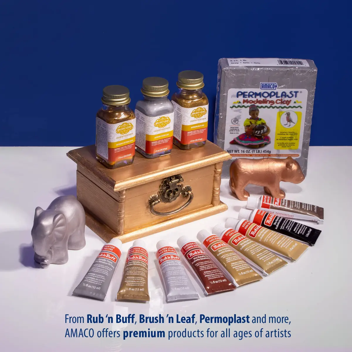 AMACO Rub n Buff Wax Metallic Finish Kit 15ml (0.5oz) Tubes | Gilding Wax for Crafts & Restoration - view 7