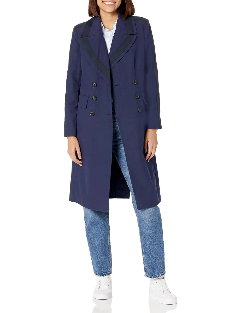 Victor Alfaro Collective Navy Double Breasted Coat | Wool & Blends, X-Small, Navy - main product image