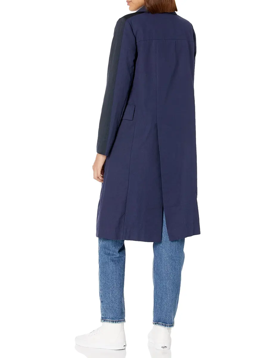 Victor Alfaro Collective Navy Double Breasted Coat | Wool & Blends, X-Small, Navy - view 2