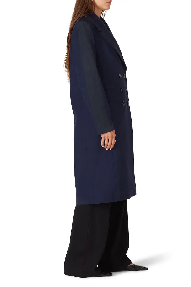 Victor Alfaro Collective Navy Double Breasted Coat | Wool & Blends, X-Small, Navy - view 3