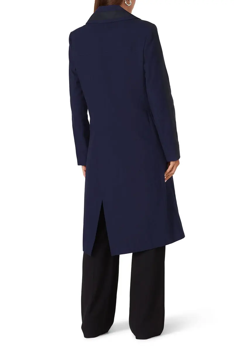 Victor Alfaro Collective Navy Double Breasted Coat | Wool & Blends, X-Small, Navy - view 4