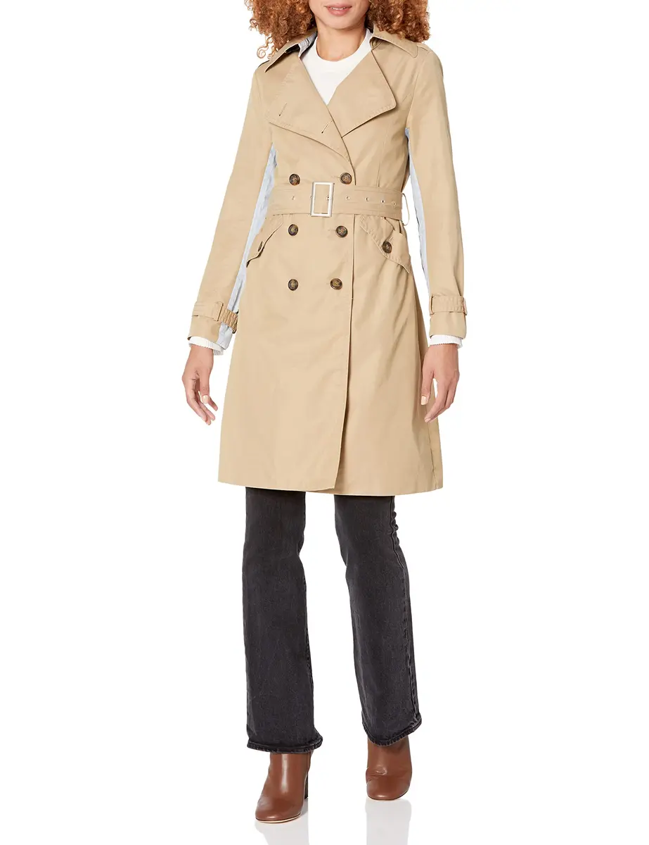 Thakoon Collective Trench Coat 39.5" | Classic Striped Camel, Pre-Loved, for Women - main product image