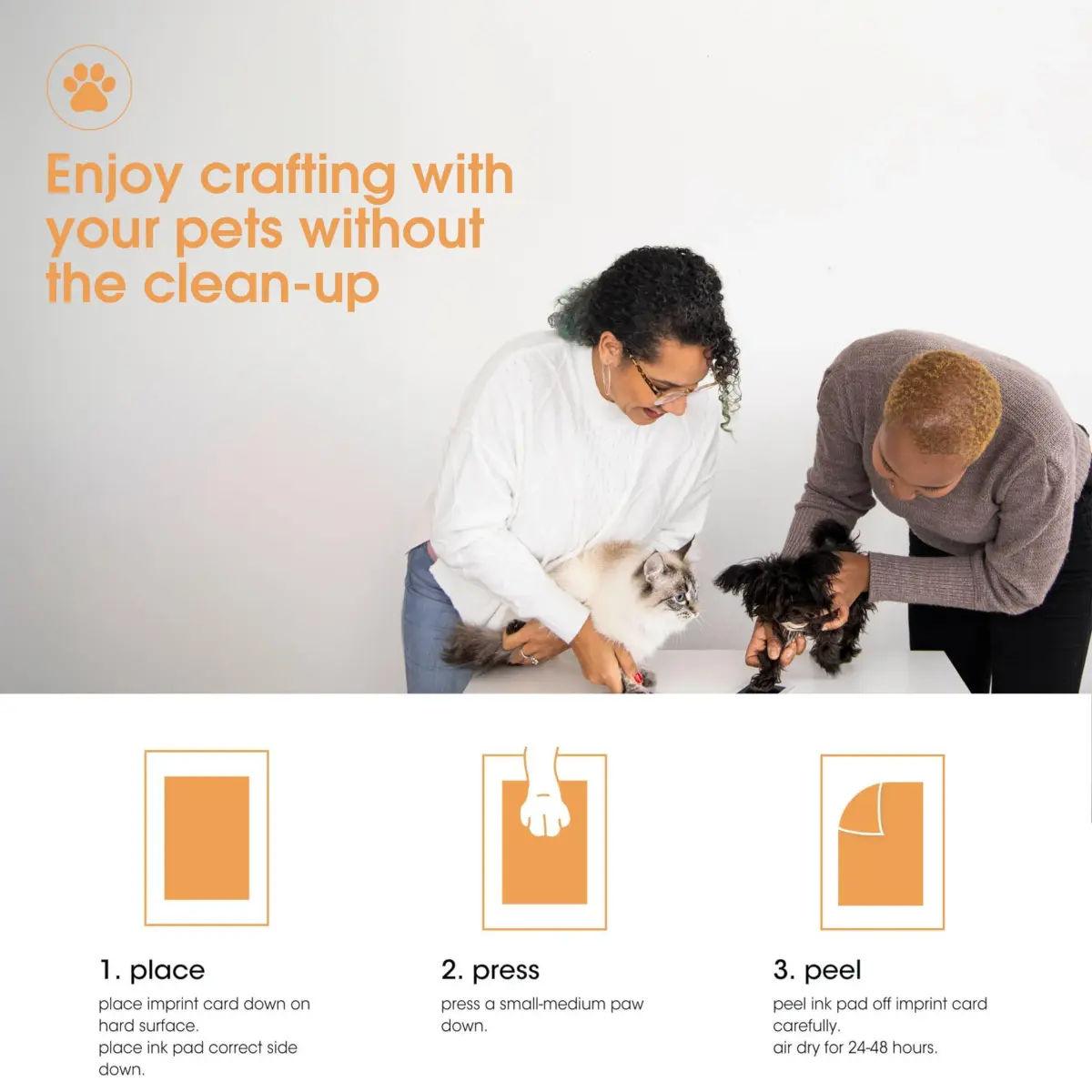 Pearhead Paw Print Clean-Touch Ink Pad Kit, Mess Free Inkless Pet Impression Kit, Safe for Cats and Dogs, Pack of 2 - view 3