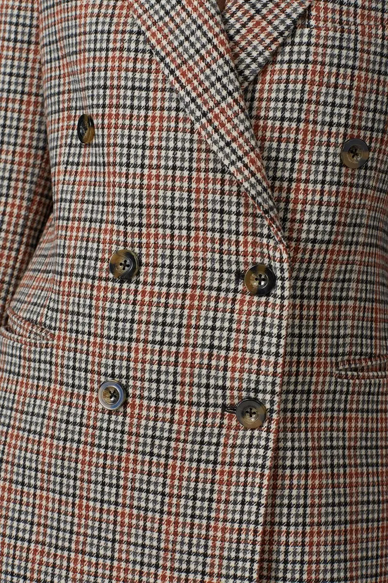 Sweet Baby Jamie Double Breasted Plaid Coat | Wool Blend, Fall Ready, Medium - view 5