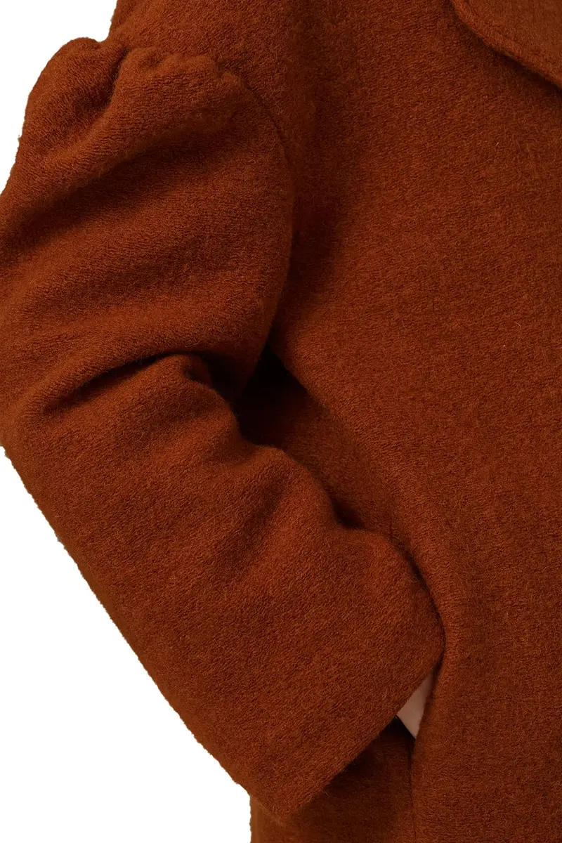 Line + Dot Leonora Coat S | Fitted Wool & Crepe, Brown, Perfect for Fall & Indian Climate - view 5