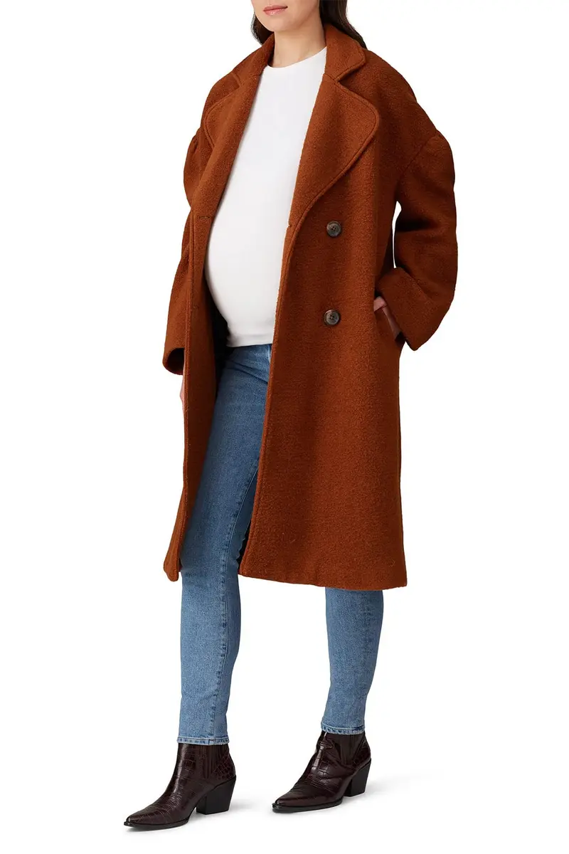 Line + Dot Leonora Coat S | Fitted Wool & Crepe, Brown, Perfect for Fall & Indian Climate - view 6