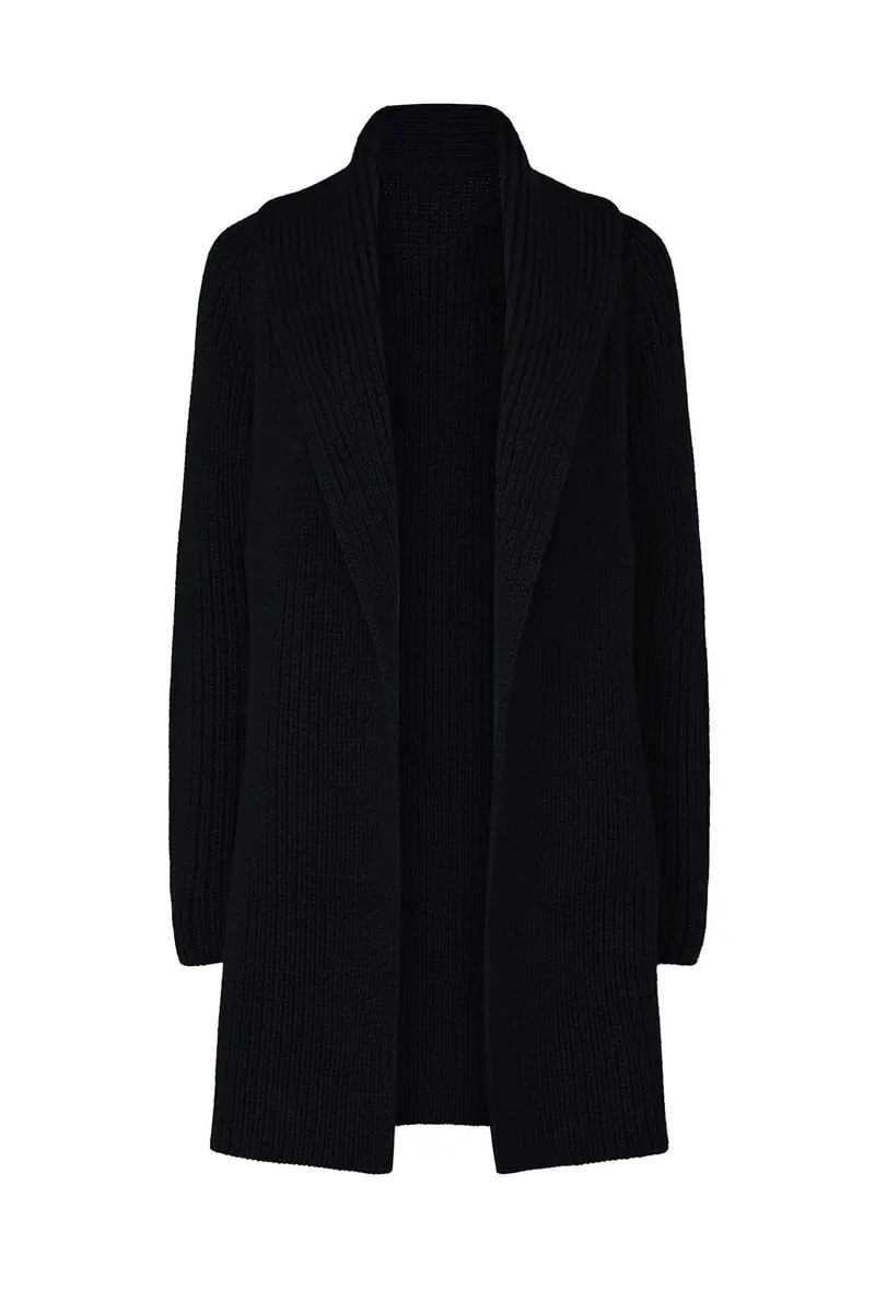 KF/KaufmanFranco Collective Black Knit Sweater Coat | Cozy Pre-Loved Women’s Cardigan (Medium) - view 2
