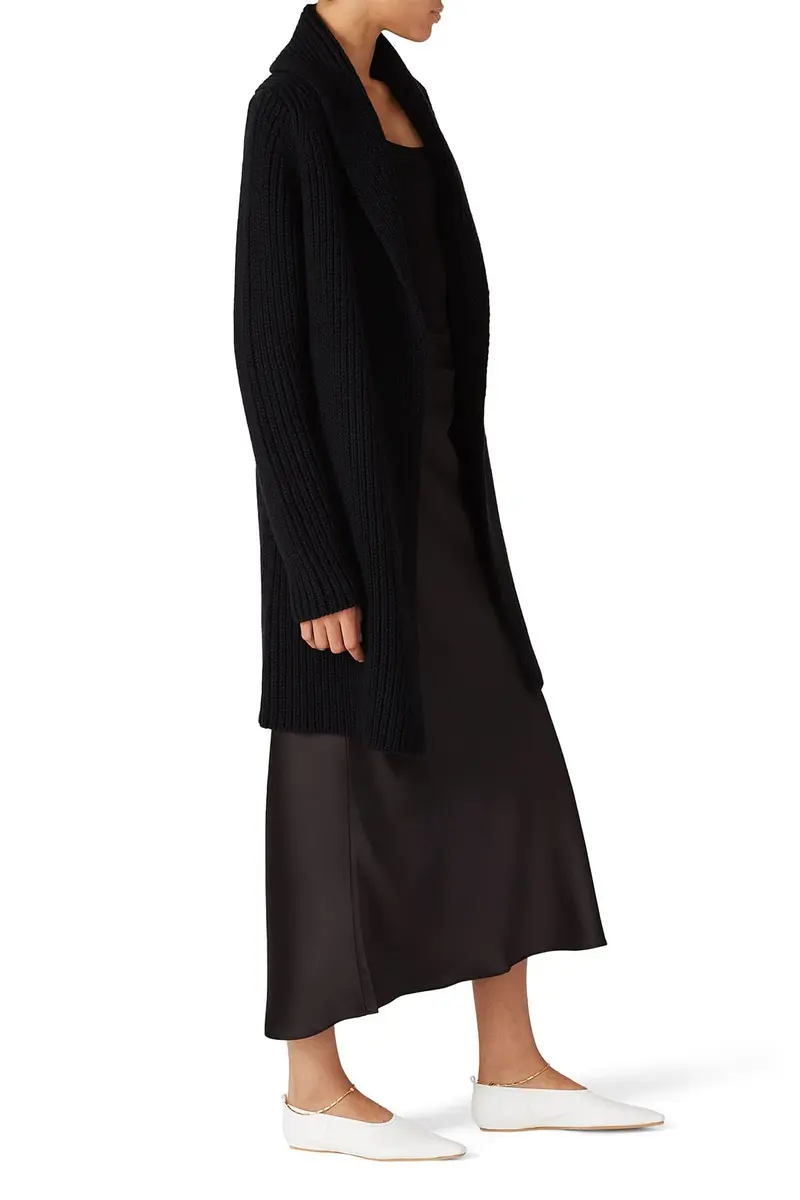 KF/KaufmanFranco Collective Black Knit Sweater Coat | Cozy Pre-Loved Women’s Cardigan (Medium) - view 3
