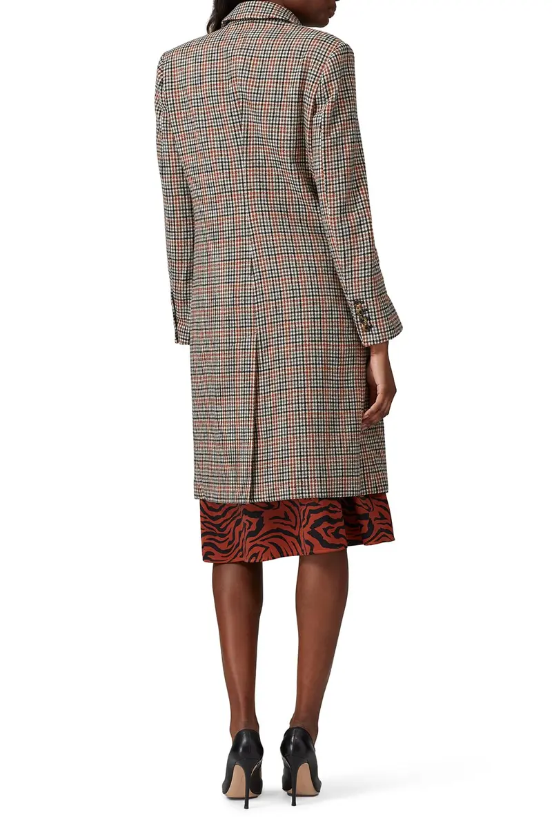 Sweet Baby Jamie Wool & Plaid Coat S | Double Breasted Longline in Multi - view 4