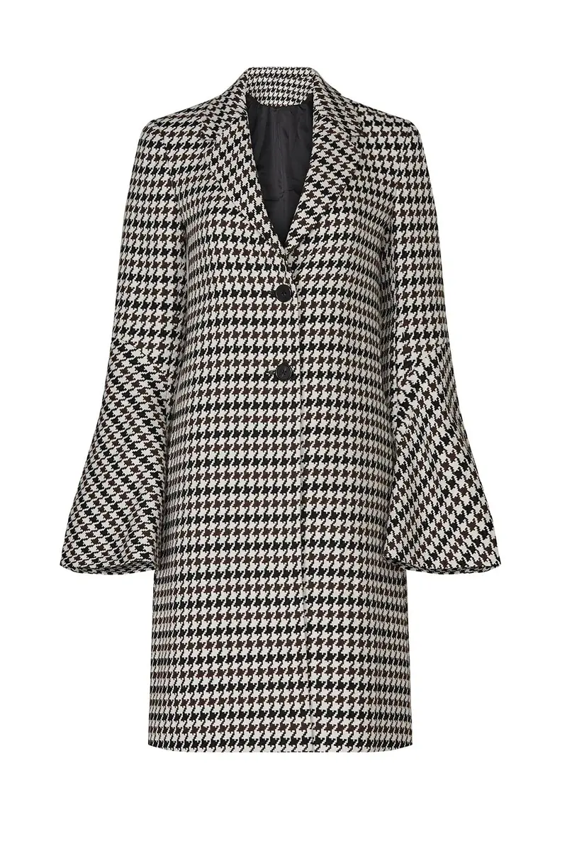 Derek Lam Collective Houndstooth Bell Sleeve Coat | Retro-Chic Wool Coat for Women - view 2
