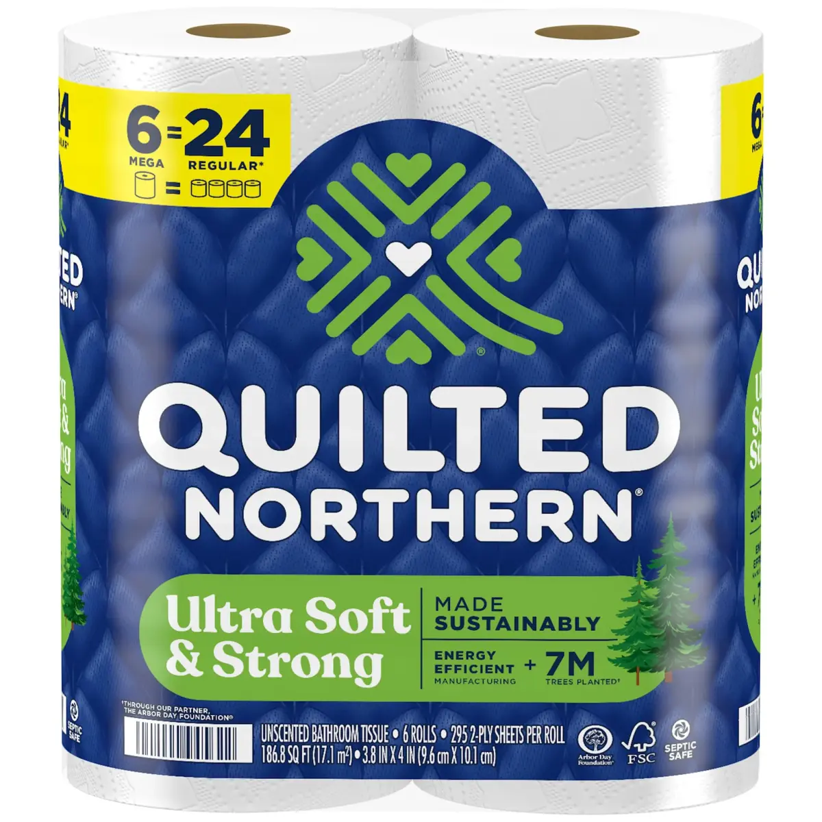 Quilted Northern Ultra Soft & Strong Toilet Paper, 1770 Sheets (6 Mega Rolls) | 2-Ply, Unscented, Septic Safe - main product image