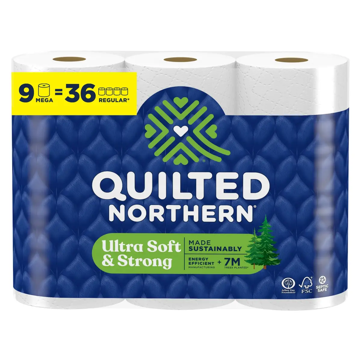 Quilted Northern Ultra Soft & Strong Toilet Paper 9 Mega Rolls (2655 Sheets Total) | 5X Stronger When Wet - main product image