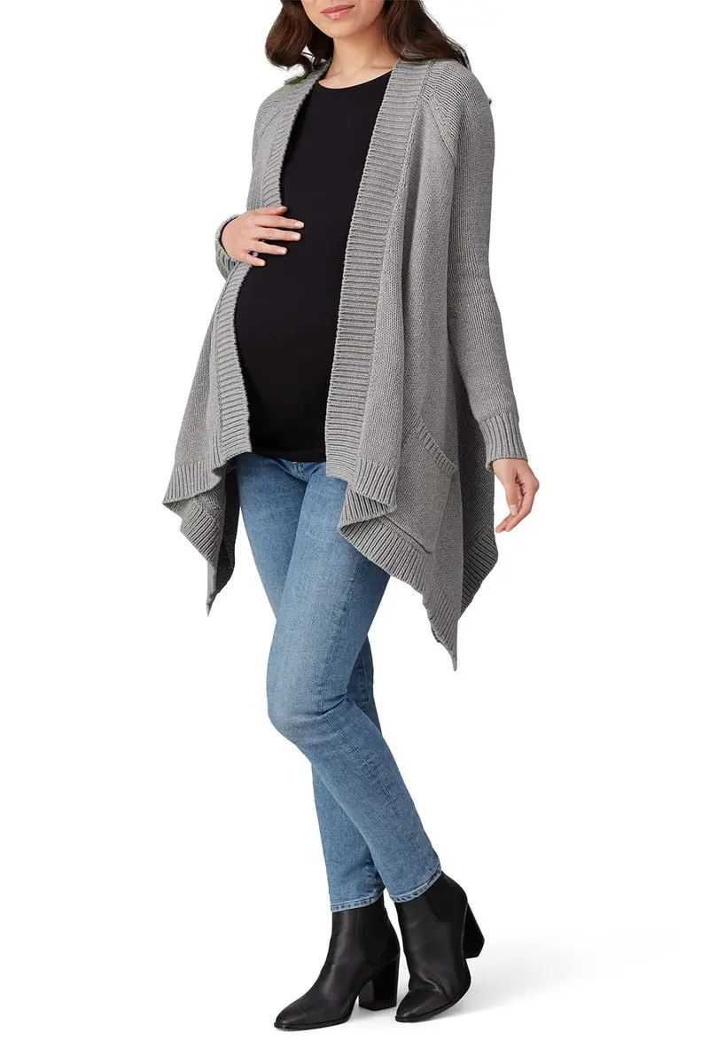 KF/KaufmanFranco Collective Grey Drape Cardigan Large | Open Front, Polyester Blend, Casual Style - view 6