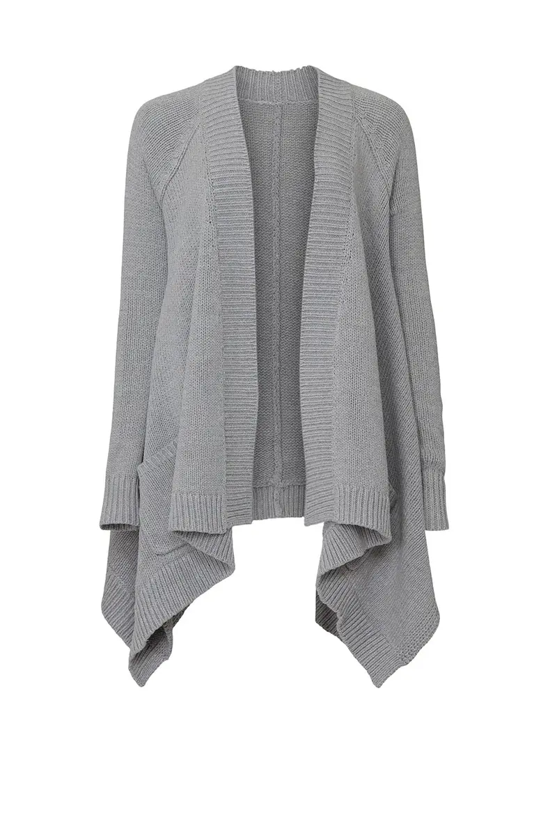 KF/KaufmanFranco Collective Grey Drape Cardigan Large | Open Front, Polyester Blend, Casual Style - view 2