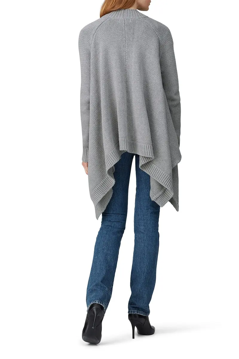 KF/KaufmanFranco Collective Grey Drape Cardigan Large | Open Front, Polyester Blend, Casual Style - view 4