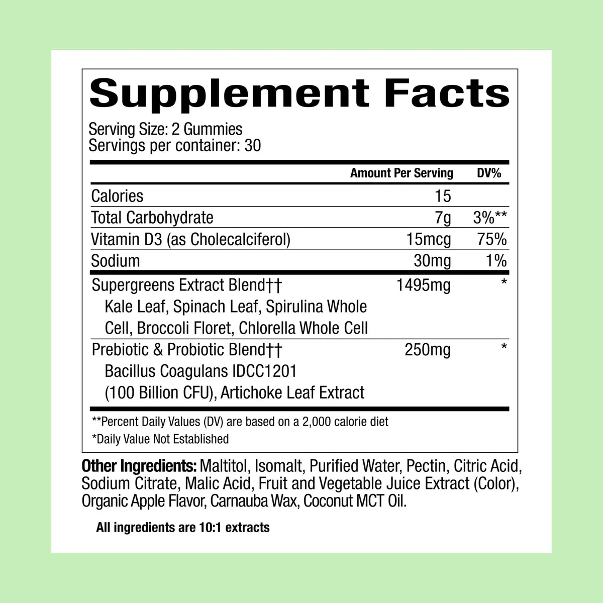 Plant People WonderGreens Veggie Gummies, Super Greens & Probiotics, 60ct | Vegan, Gluten-Free, Green Apple Flavor - view 8
