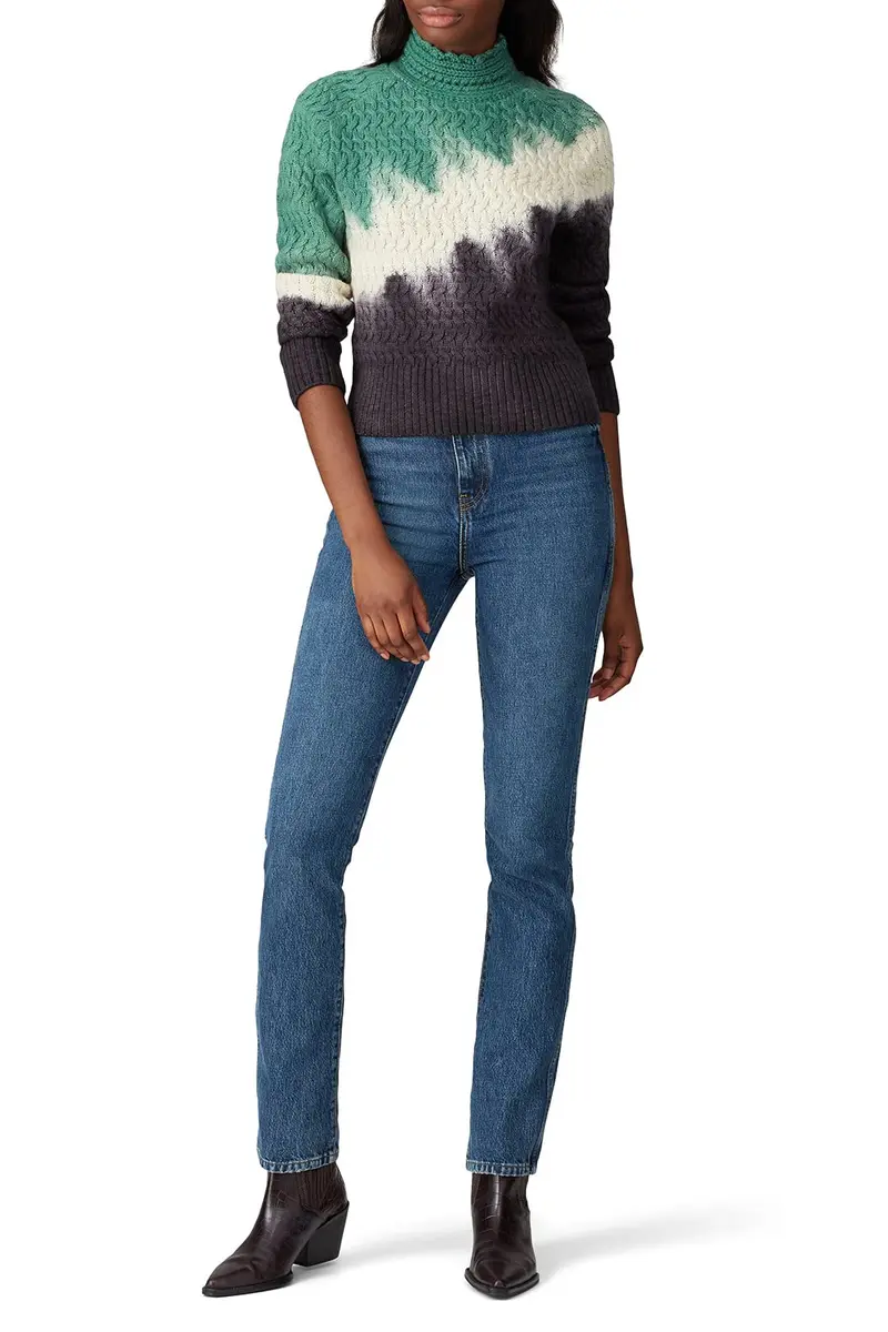 Ply-Knits Falkner Sweater Fitted Turtleneck in Multicolored | Unique Angular Dip-Dye Pattern (70-120 chars) - main product image