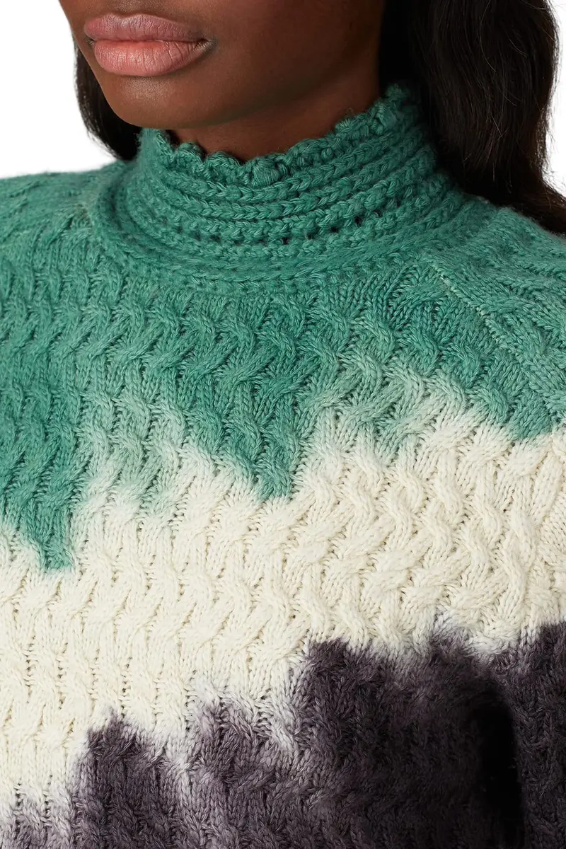 Ply-Knits Falkner Sweater Fitted Turtleneck in Multicolored | Unique Angular Dip-Dye Pattern (70-120 chars) - view 5