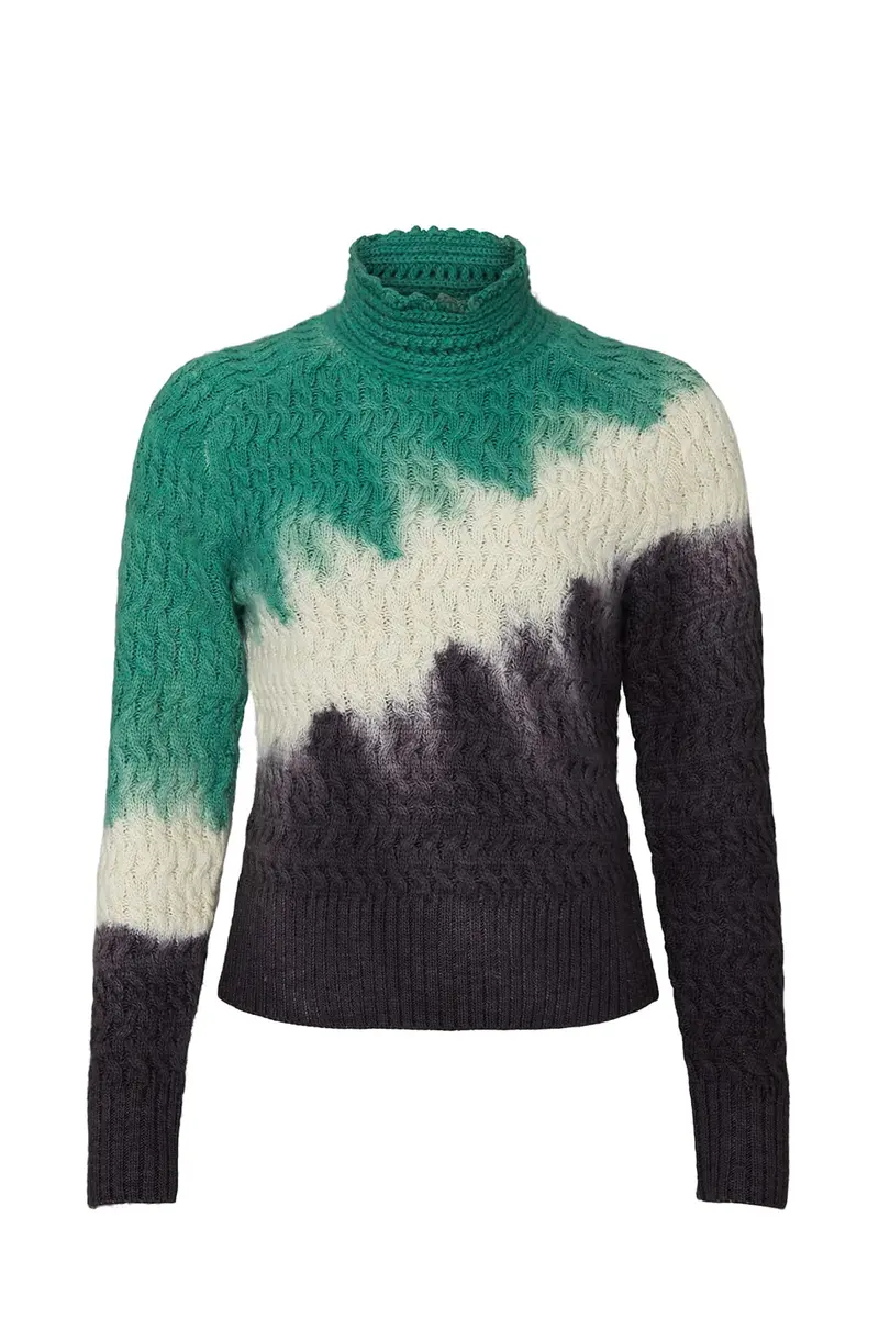 Ply-Knits Falkner Sweater Fitted Turtleneck in Multicolored | Unique Angular Dip-Dye Pattern (70-120 chars) - view 2