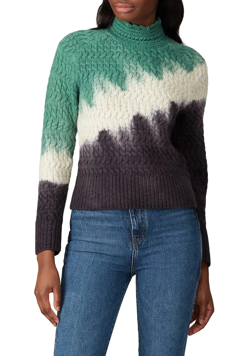 Ply-Knits Falkner Sweater Fitted Turtleneck in Multicolored | Unique Angular Dip-Dye Pattern (70-120 chars) - view 3