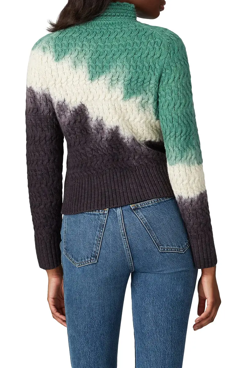 Ply-Knits Falkner Sweater Fitted Turtleneck in Multicolored | Unique Angular Dip-Dye Pattern (70-120 chars) - view 4