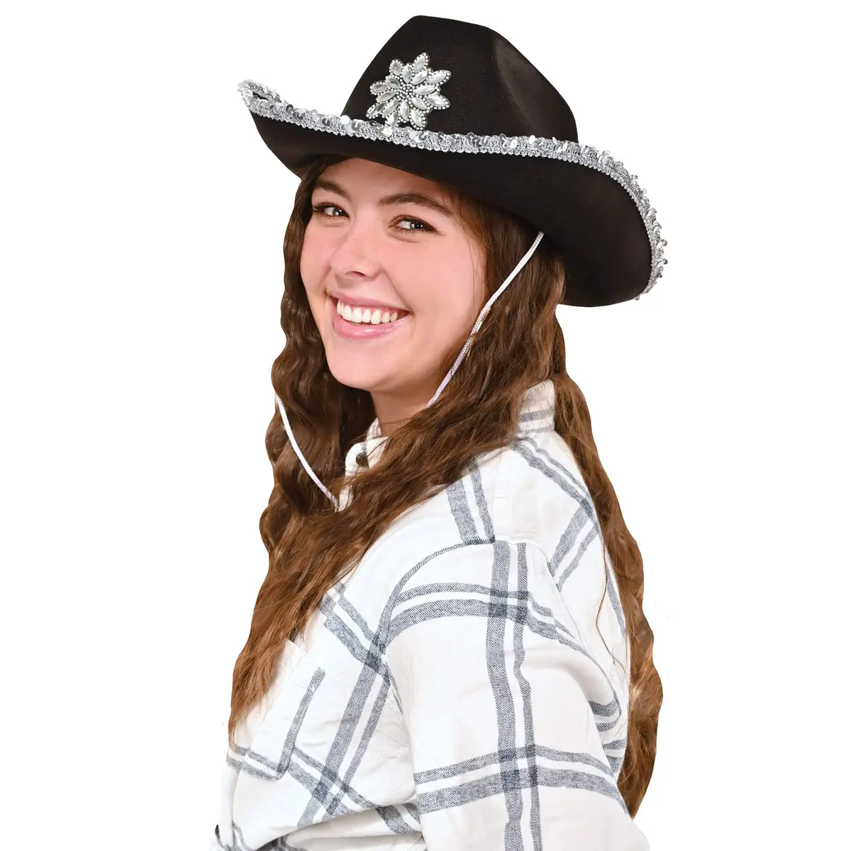 Beistle Black Felt Cowgirl Hat with Gemstones | Novelty Western Costume Accessory - view 6