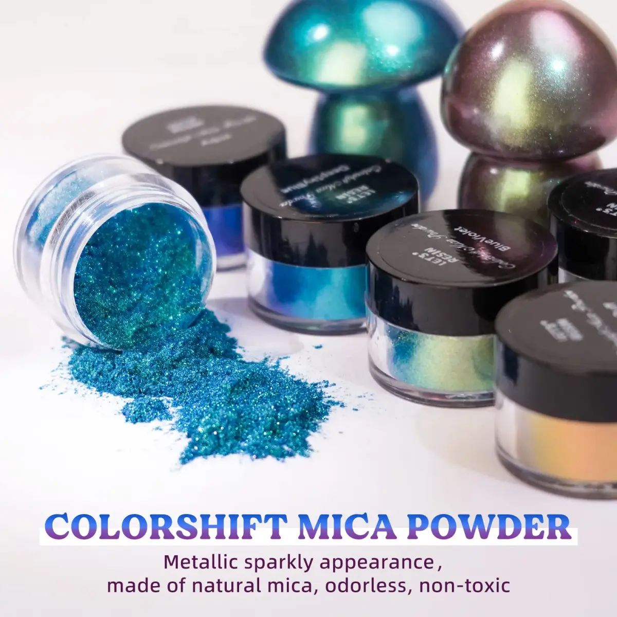 LET'S RESIN Chameleon Mica Powder Set | 18 Jars (3g/0.1oz each) Color Shift Pigment for Resin Crafts - view 3