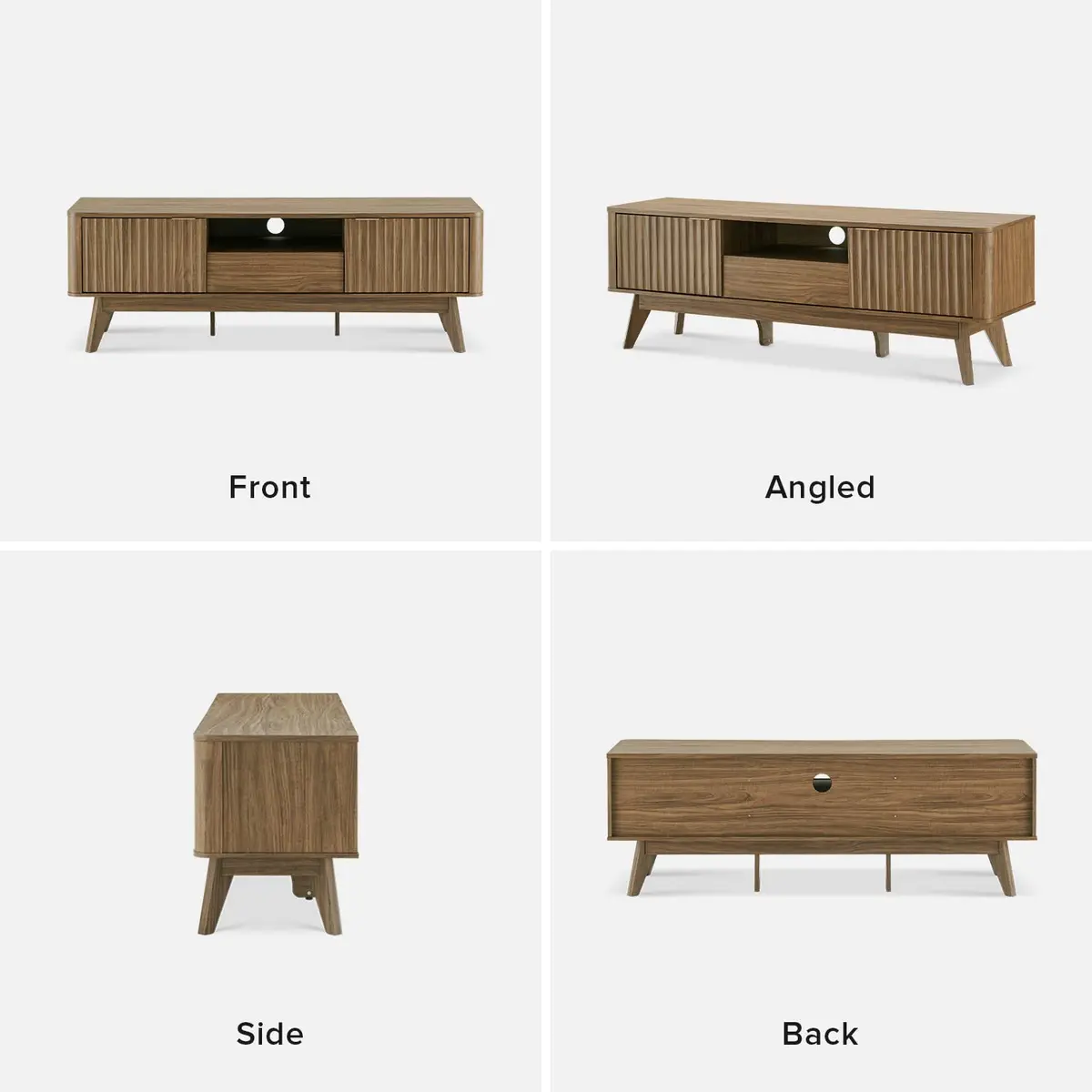 mopio Brooklyn TV Stand, Waveform, Mid-Century Modern 57" Walnut | Art Deco & Modern Style - view 9