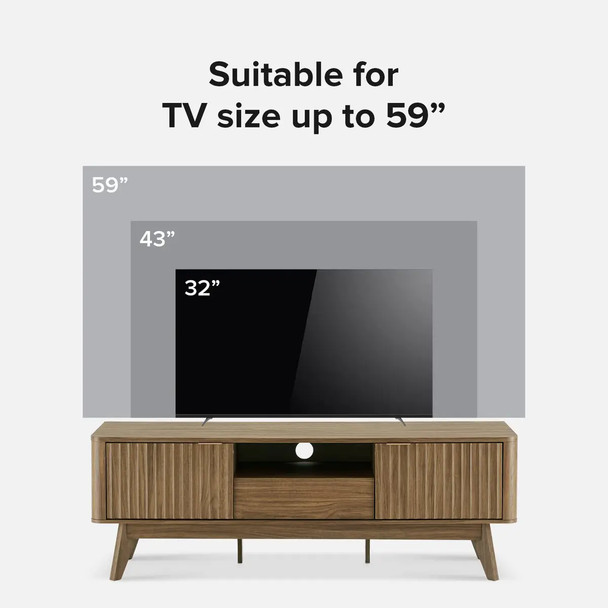 mopio Brooklyn TV Stand, Waveform, Mid-Century Modern 57" Walnut | Art Deco & Modern Style - view 3