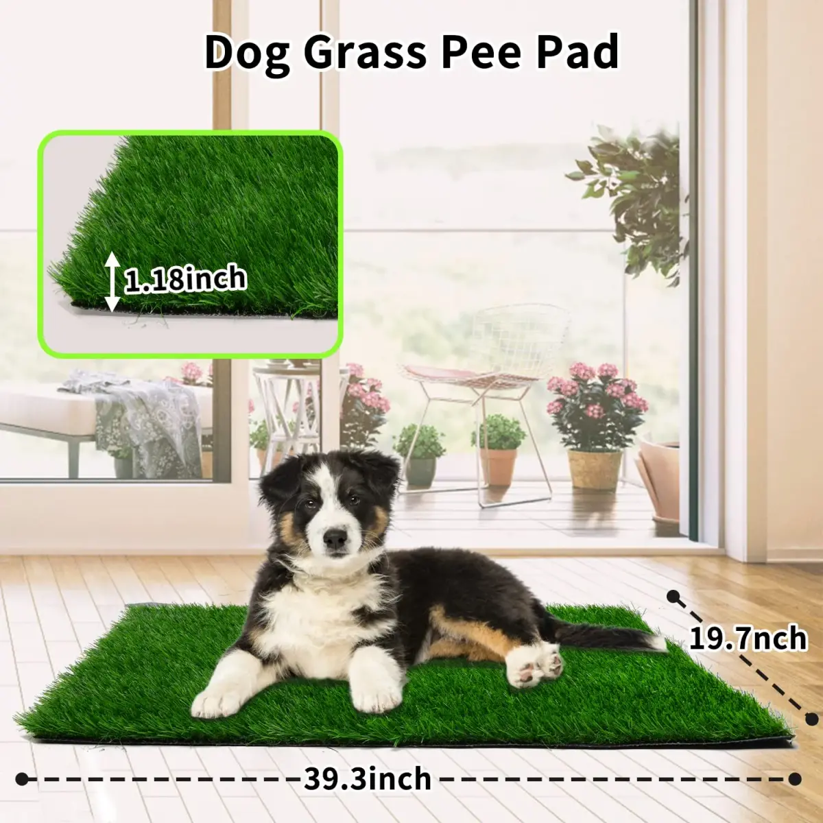 PICK FOR LIFE Artificial Grass Pad for Dogs Potty Training 100cm x 50cm (39.3x19.7in) | Fast-Drain & Easy Clean - view 2