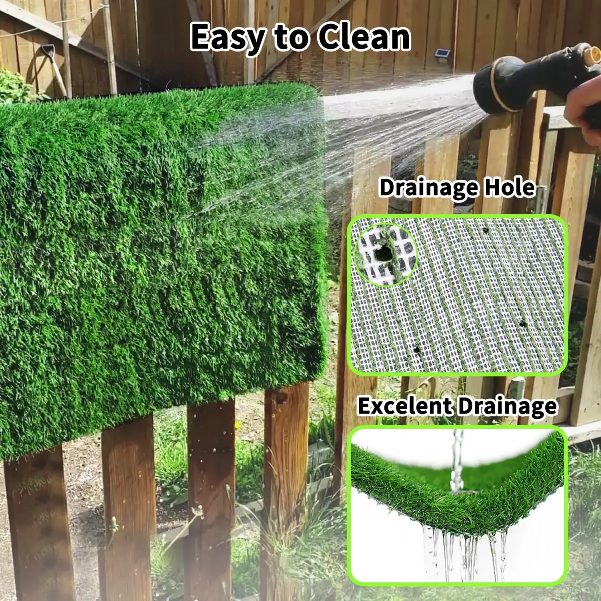 PICK FOR LIFE Artificial Grass Pad for Dogs Potty Training 100cm x 50cm (39.3x19.7in) | Fast-Drain & Easy Clean - view 3