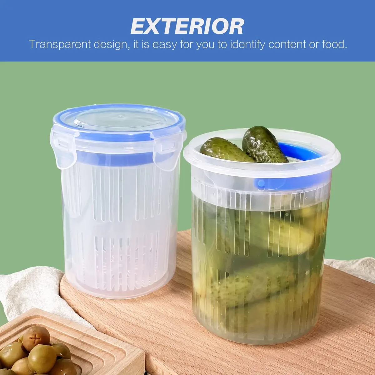 KIKINIKO Pickle Jar 24oz 2Pack | Leak Proof, Lock Lid, Suitable for Kimchi & Pickles - view 6