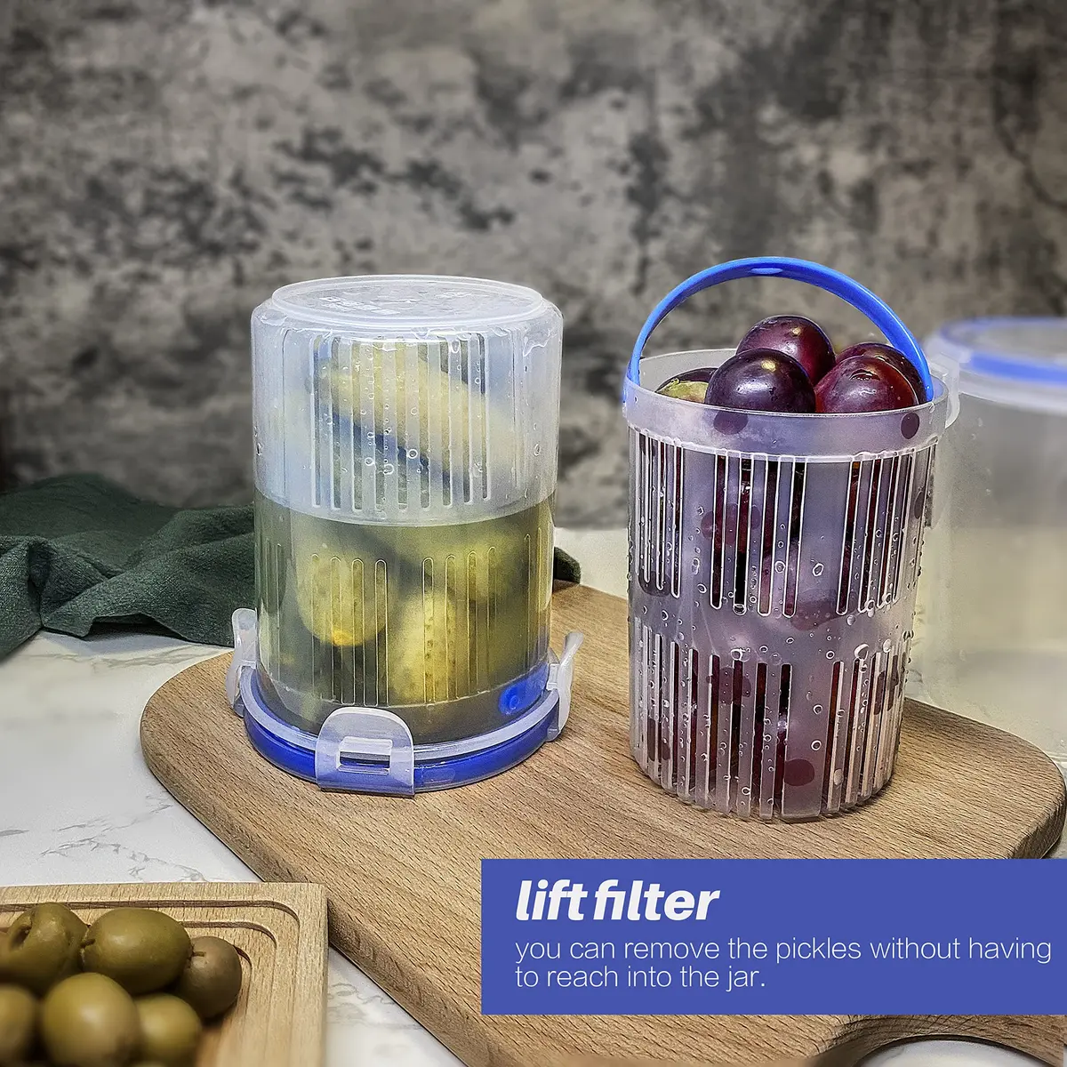 KIKINIKO Pickle Jar 24oz 2Pack | Leak Proof, Lock Lid, Suitable for Kimchi & Pickles - view 7