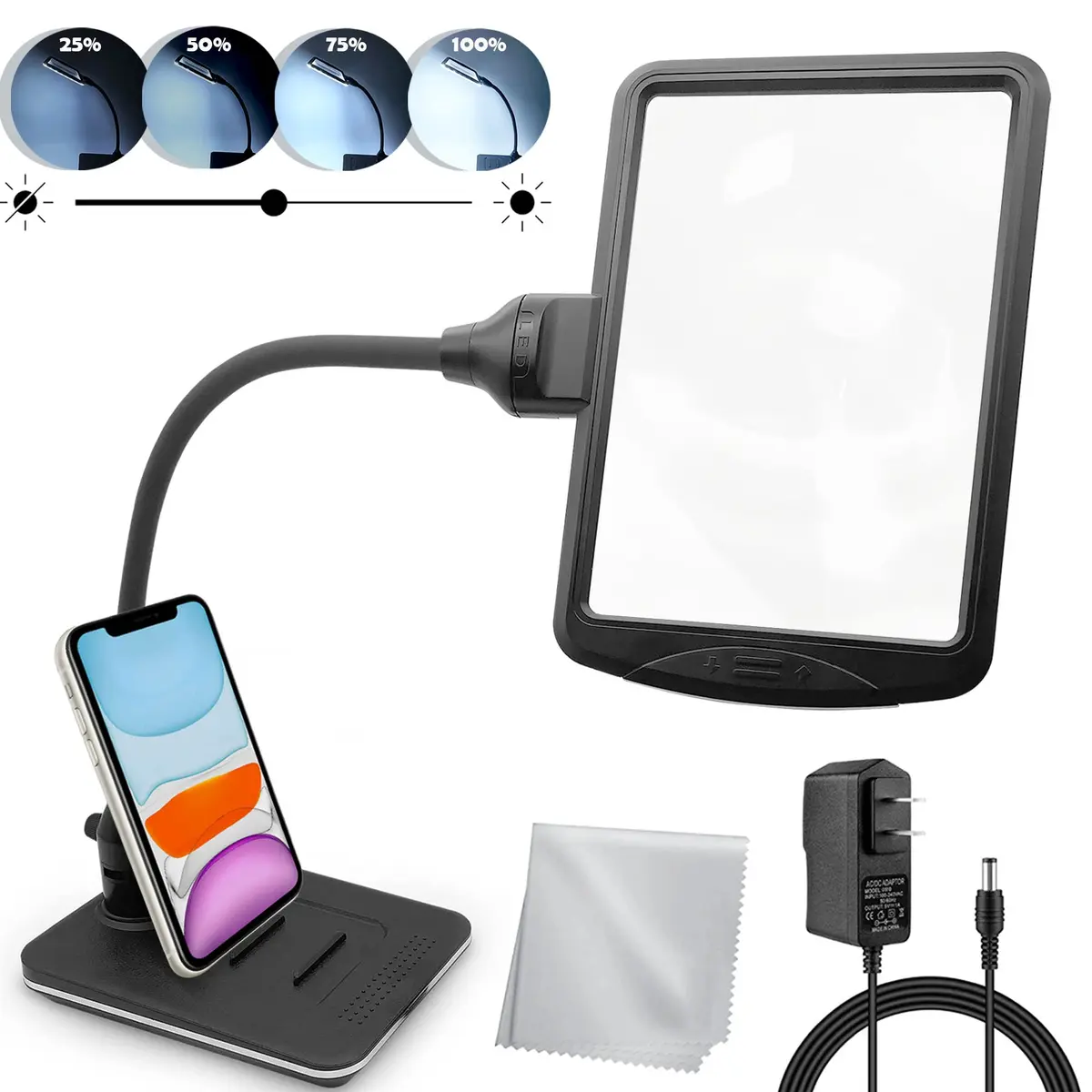 M MAGDEPO 4X Gooseneck Magnifying Lamp with 28 SMD LEDs | Large View, Hands-Free Desk Light - main product image