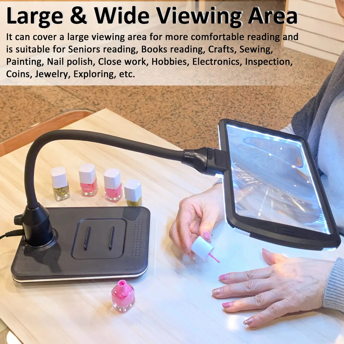 M MAGDEPO 4X Gooseneck Magnifying Lamp with 28 SMD LEDs | Large View, Hands-Free Desk Light - view 3
