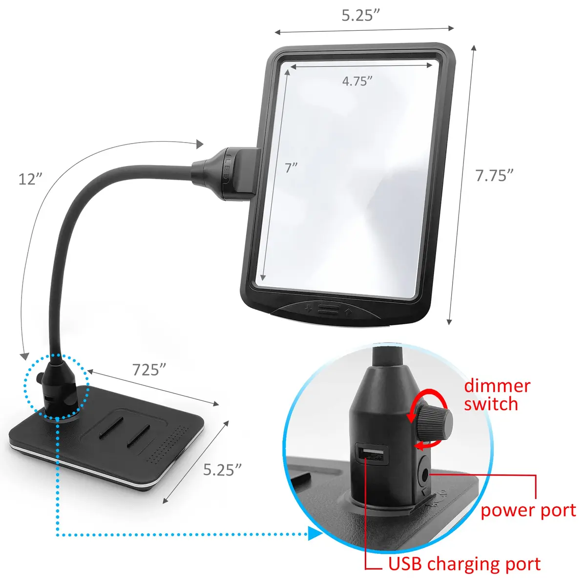 M MAGDEPO 4X Gooseneck Magnifying Lamp with 28 SMD LEDs | Large View, Hands-Free Desk Light - view 4