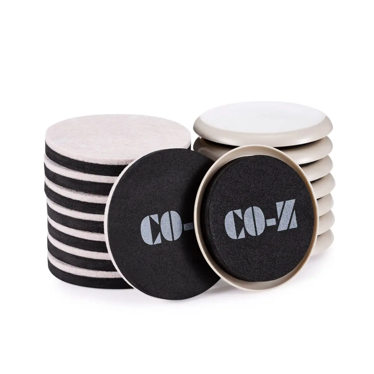 CO-Z Heavy-Duty Furniture Sliders - 16 Pack (8 Plastic, 8 Felt) 8.9cm Round | Move Furniture Easily on Carpet & Hardwood - main product image