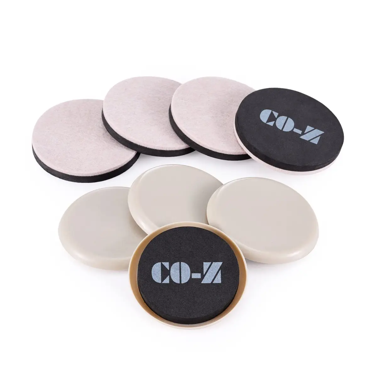 CO-Z 3 1/2" Round Plastic + Felt Furniture Sliders - 8 Pack for Hardwood Floors - main product image