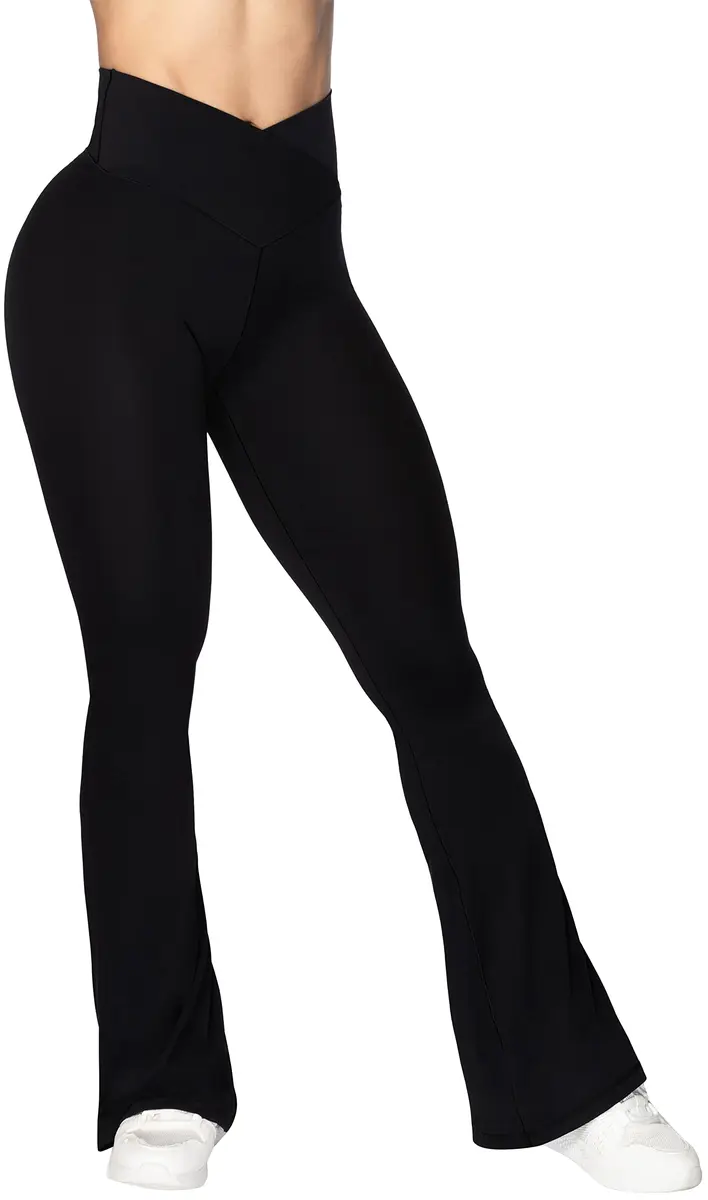 Sunzel Flare Leggings, Crossover Yoga Pants for Women with Tummy Control, High-Waisted and Wide Leg Black | Flared Yoga Pants for All Body Types - main product image
