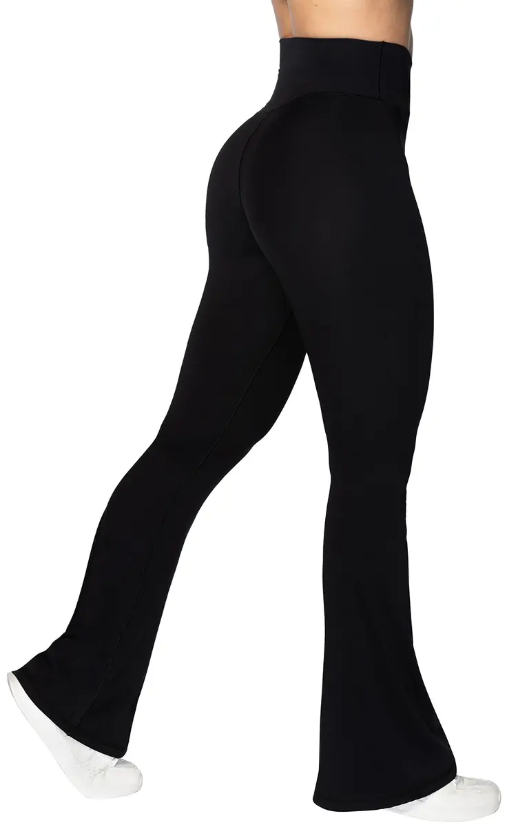 Sunzel Flare Leggings, Crossover Yoga Pants for Women with Tummy Control, High-Waisted and Wide Leg Black | Flared Yoga Pants for All Body Types - view 5