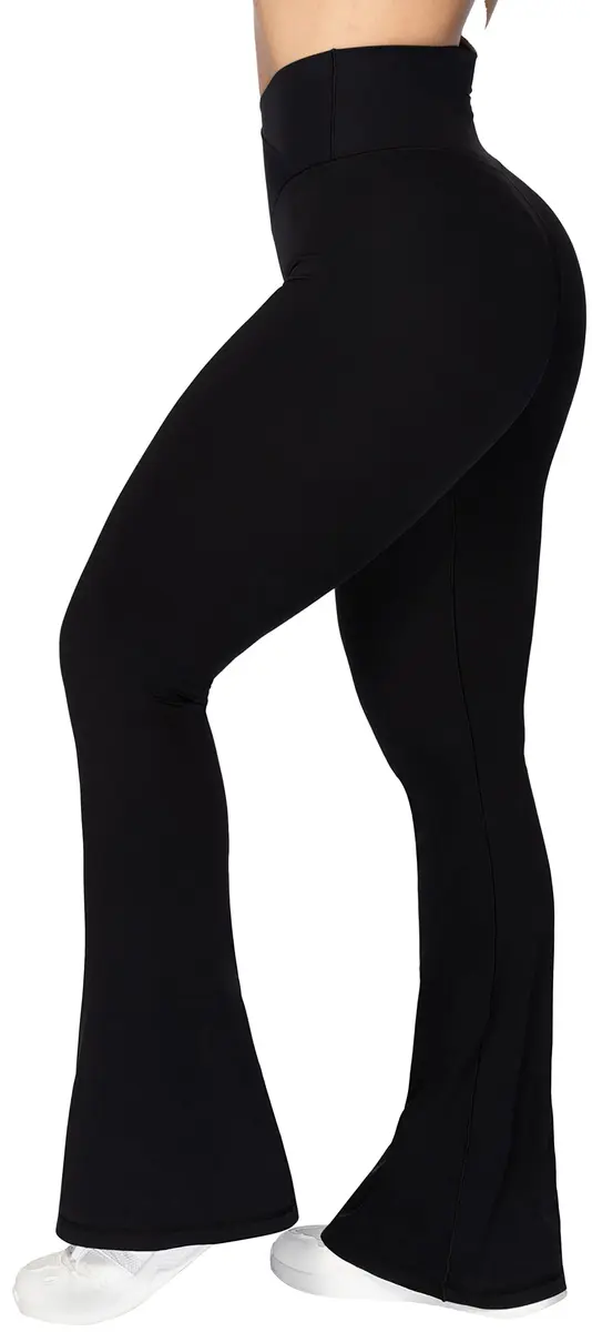 Sunzel Flare Leggings, Crossover Yoga Pants for Women with Tummy Control, High-Waisted and Wide Leg Black | Flared Yoga Pants for All Body Types - view 6